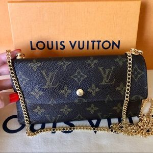 Louis Vuitton Brown Monogram Chain Wallet/crossbody AUTHENTIC